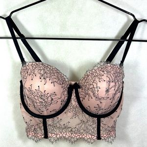 Victoria Secret Very Sexy Lightly Lined Pink\Blck Demi Bustier Convertible Bra